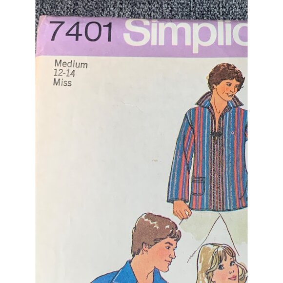 Simplicity Misses Shirt Sewing Pattern sz 12-14 7401 - uncut - Picture 2 of 3